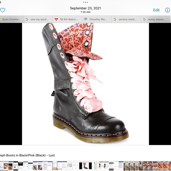 ❌ ❌ RARE RARE. ❌ ❌ 
Dr. Martens Black Boot with Pink Floral Fold-Over - Picture 6 of 10